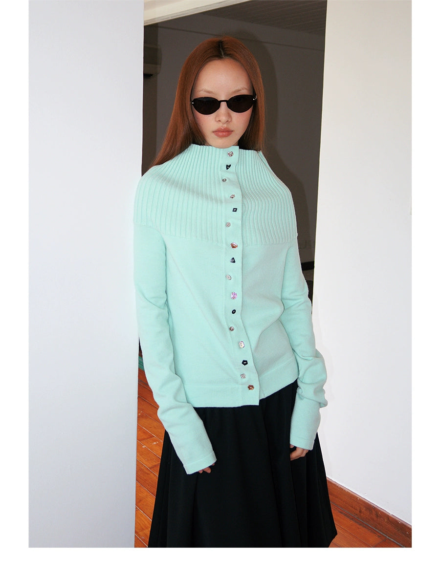 FUNKYFUN Button-embellished Cardigan Knitted Sweater Jacket