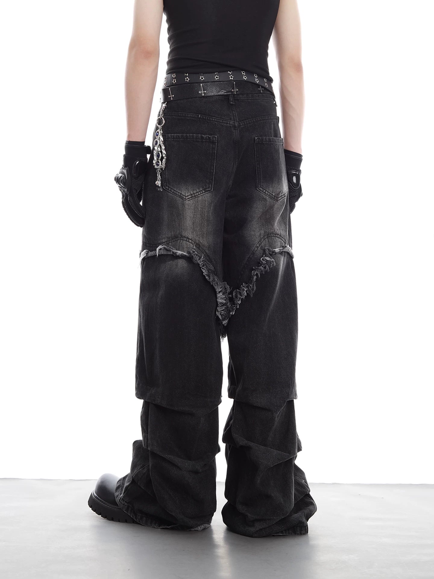 NUndeFineD Rough-trimmed Wide-leg Jeans