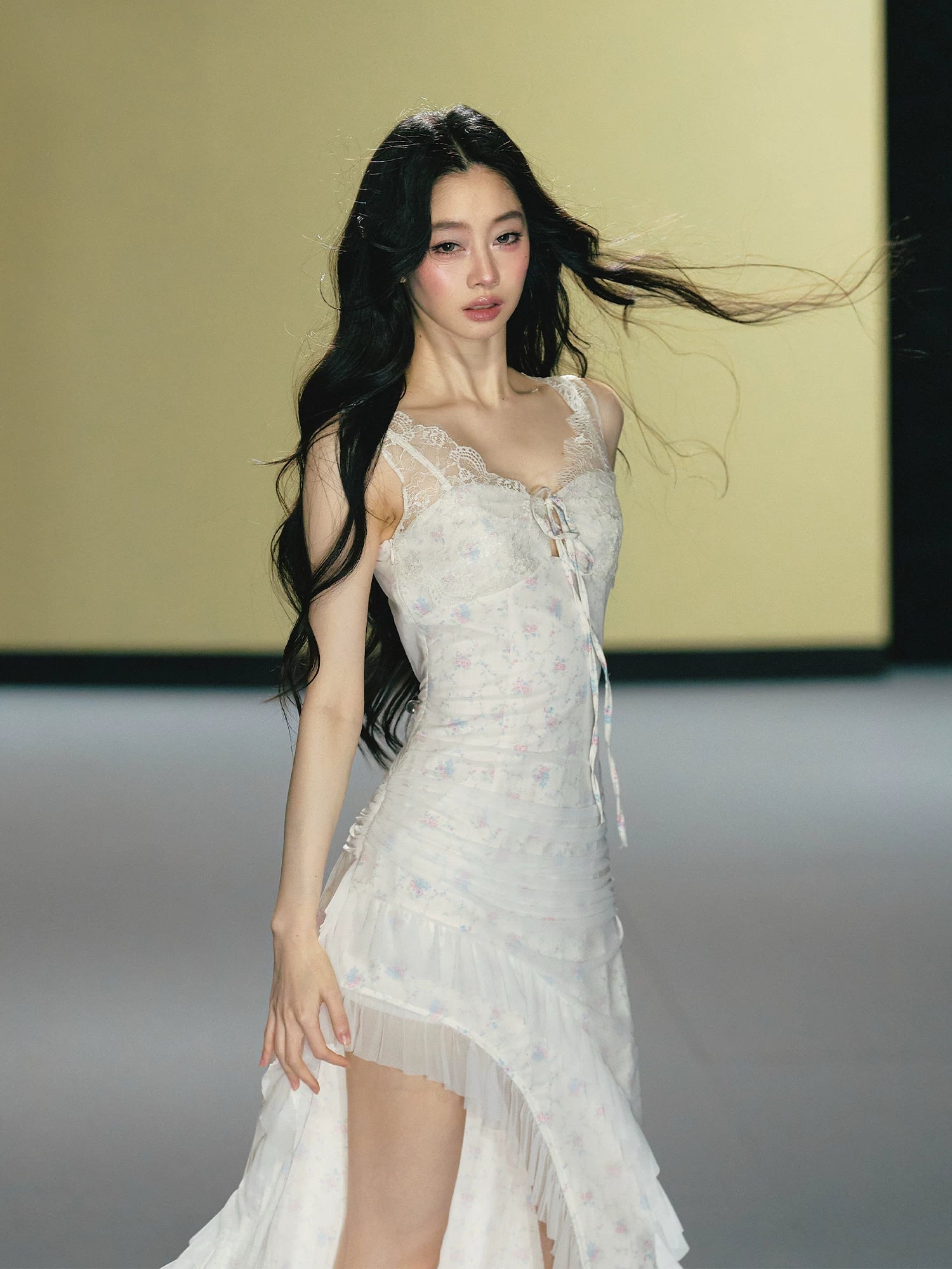 AGAM Floral Mesh Suspender Dress