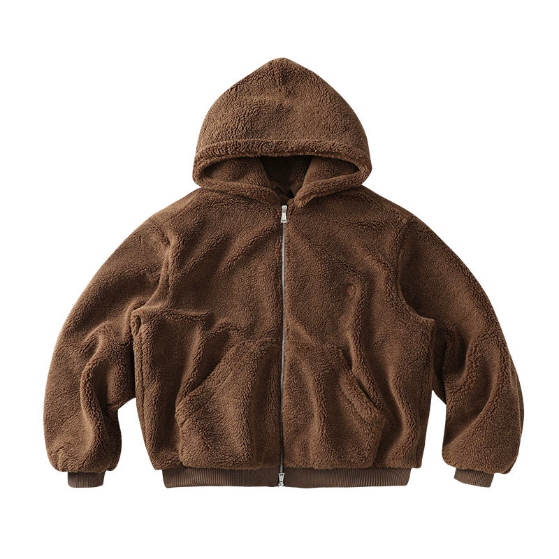 CoosRetro Vintage Icelandic Fleece Logo Embroidered Hooded Sweater