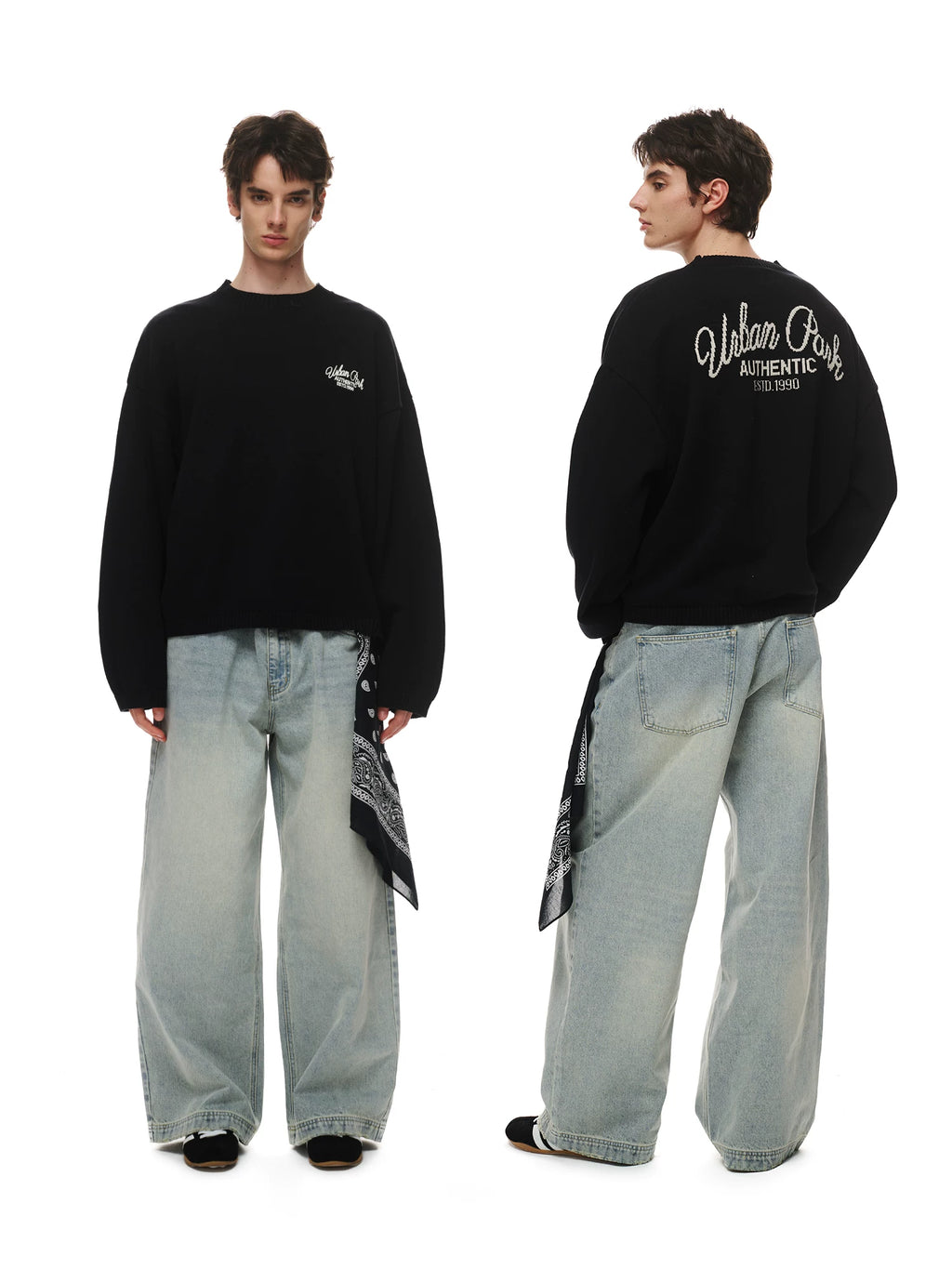 Loopsoon Back Jacquard Versatile Loose Sweater