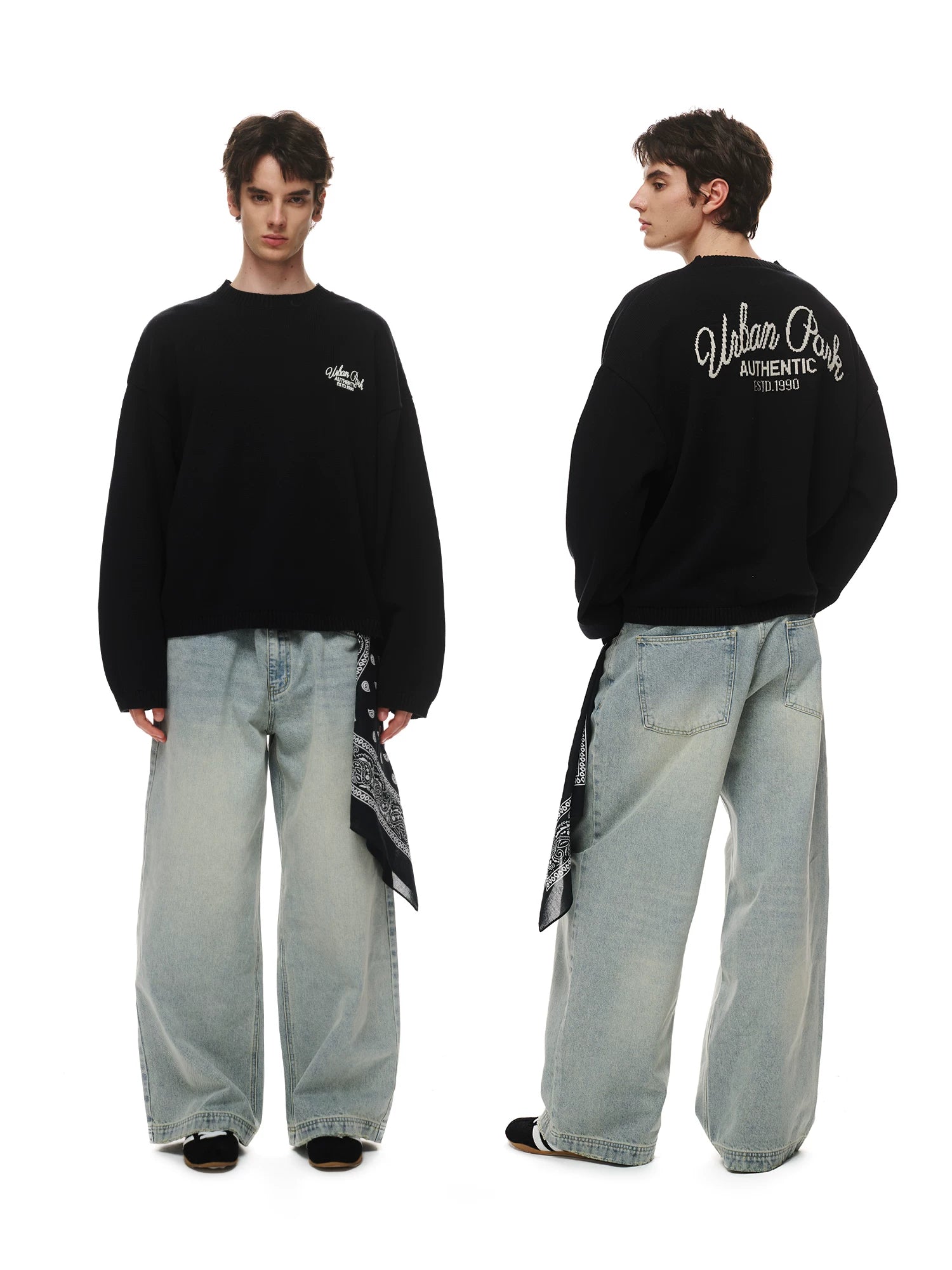 Loopsoon Back Jacquard Versatile Loose Sweater
