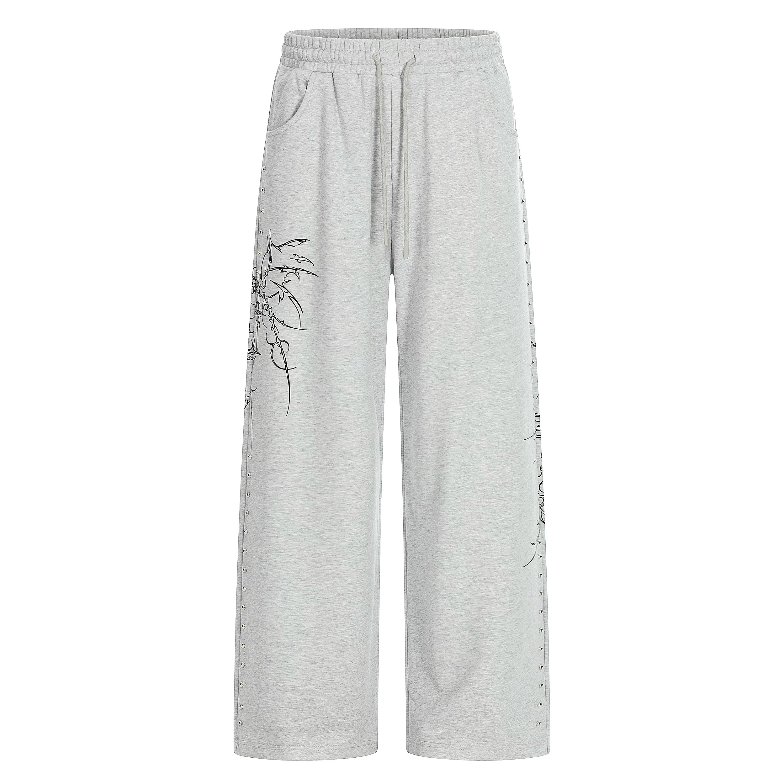 NOMANIAI Bramble Print Beaded Hooded Sweatshirt Sweatpants
