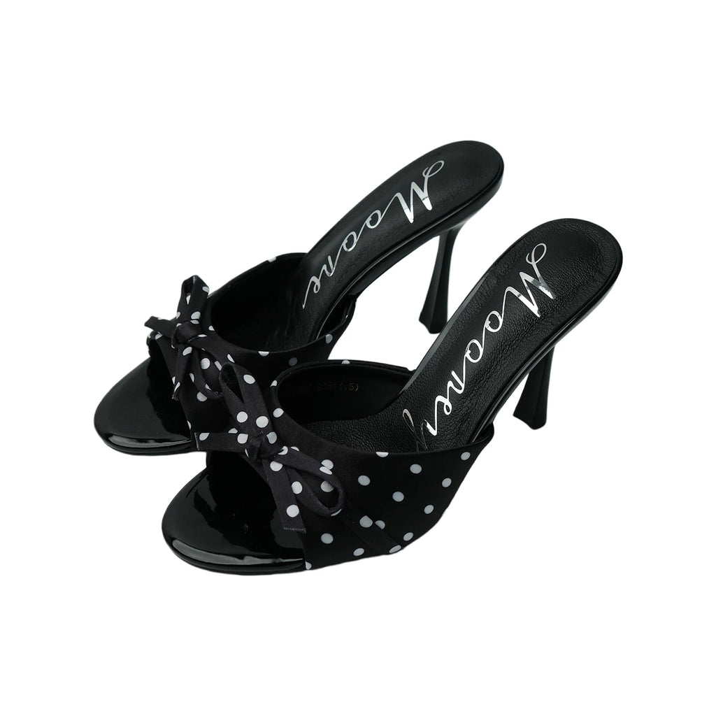 Mooreyu Polka Dot Bow Versatile High Heel Cool Slippers