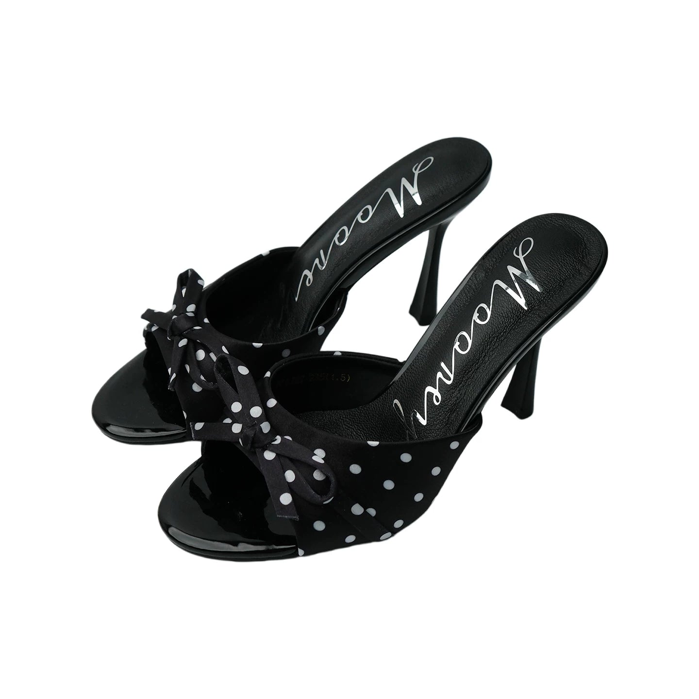 Mooreyu Polka Dot Bow Versatile High Heel Cool Slippers