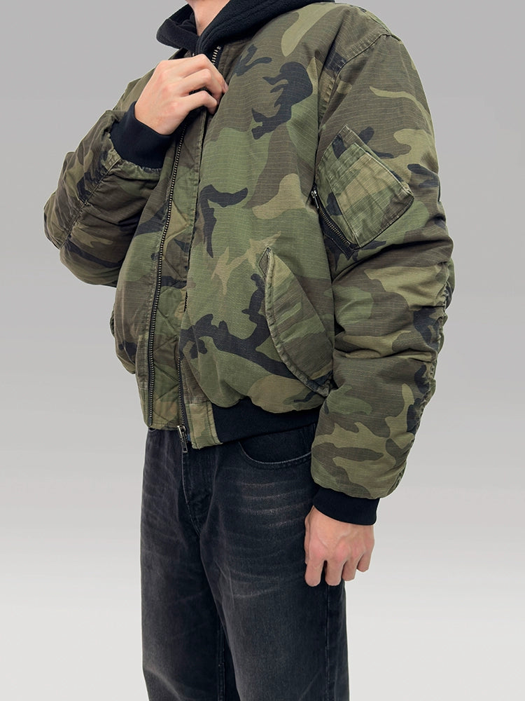 PLUS NO LOGO Camouflage Flight Jacket Cotton