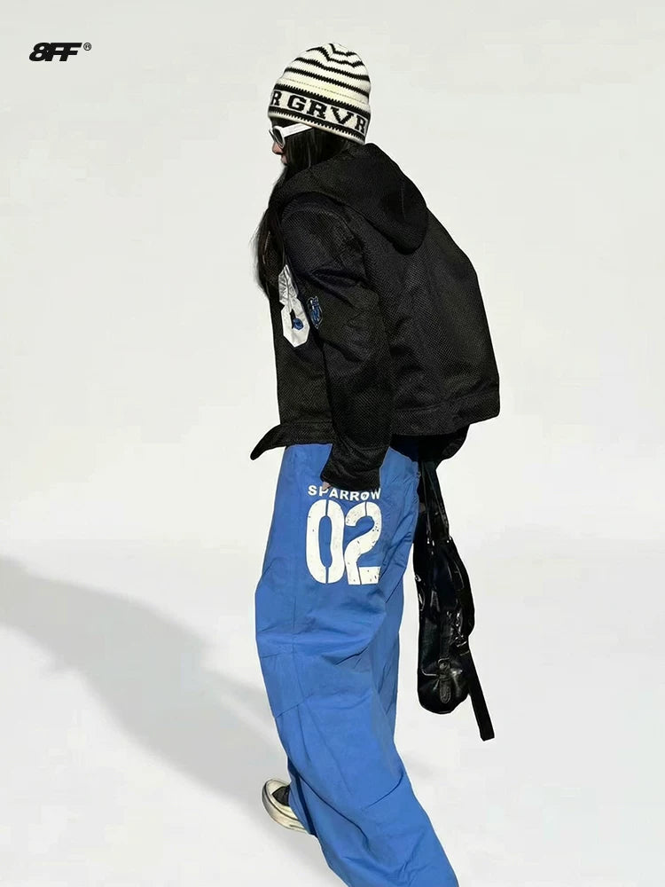 8FF Digital Printed Straight Loose Fleece Casual Pants