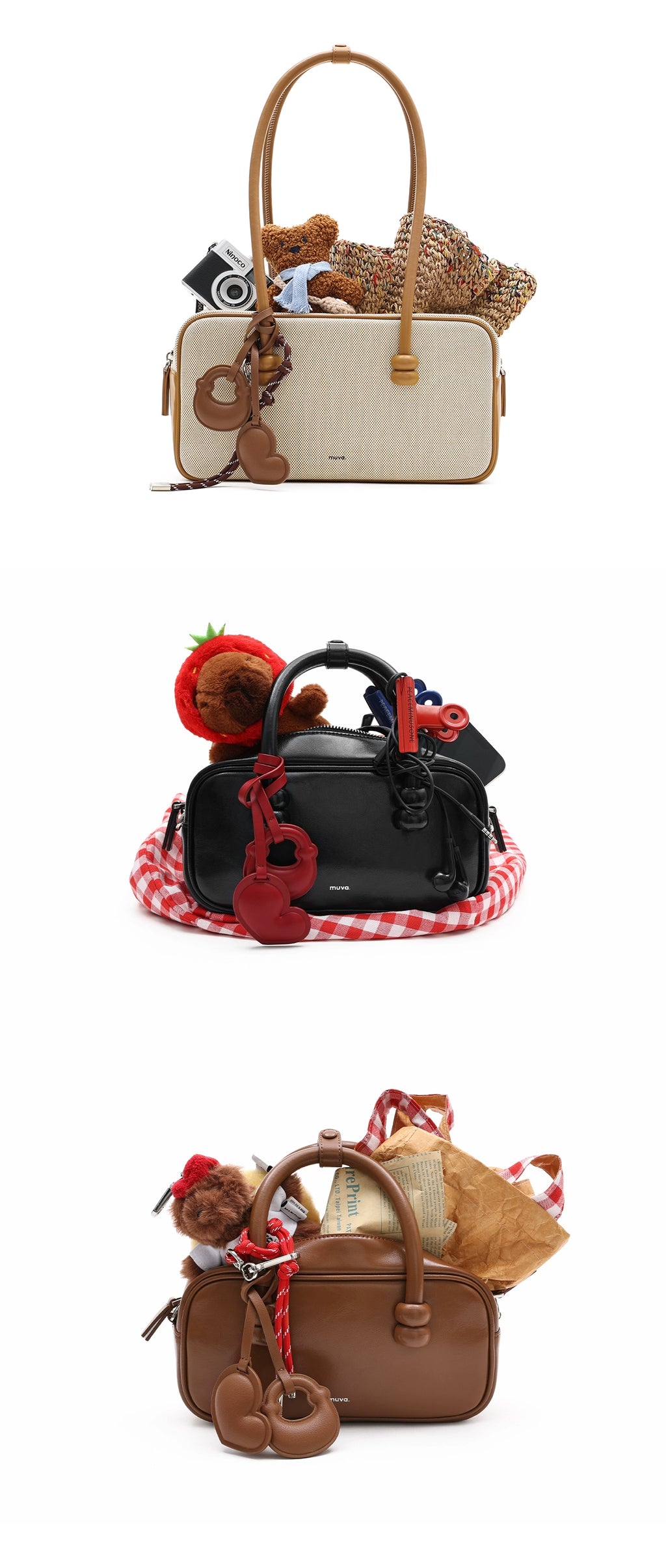 MUVA Cute Bead Bag Love Pendant