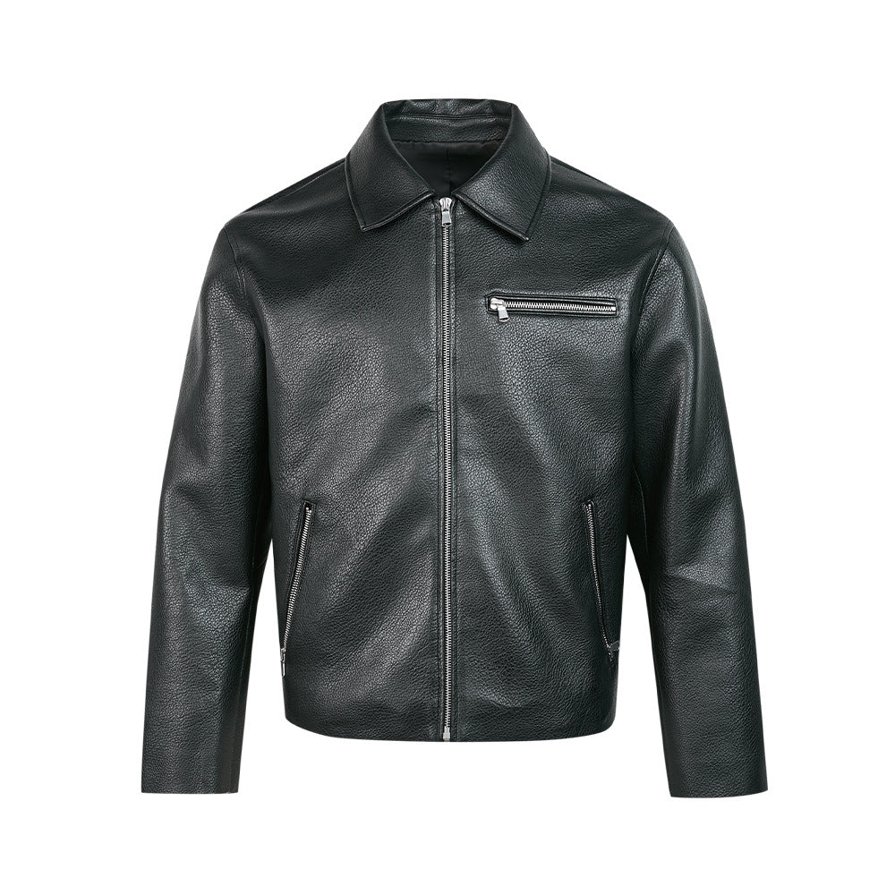 EME Vintage PU Leather Lapel Leather Jacket
