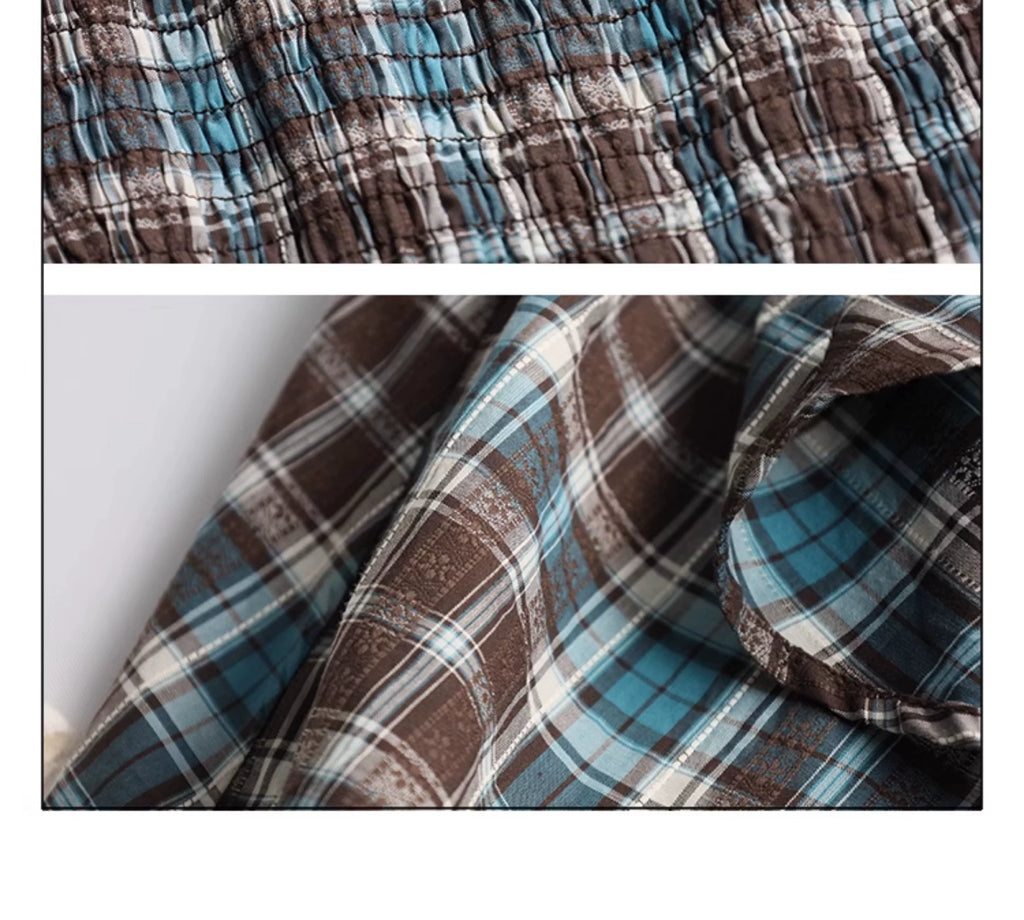Girlyhalo Vintage Plaid Suspender Dress