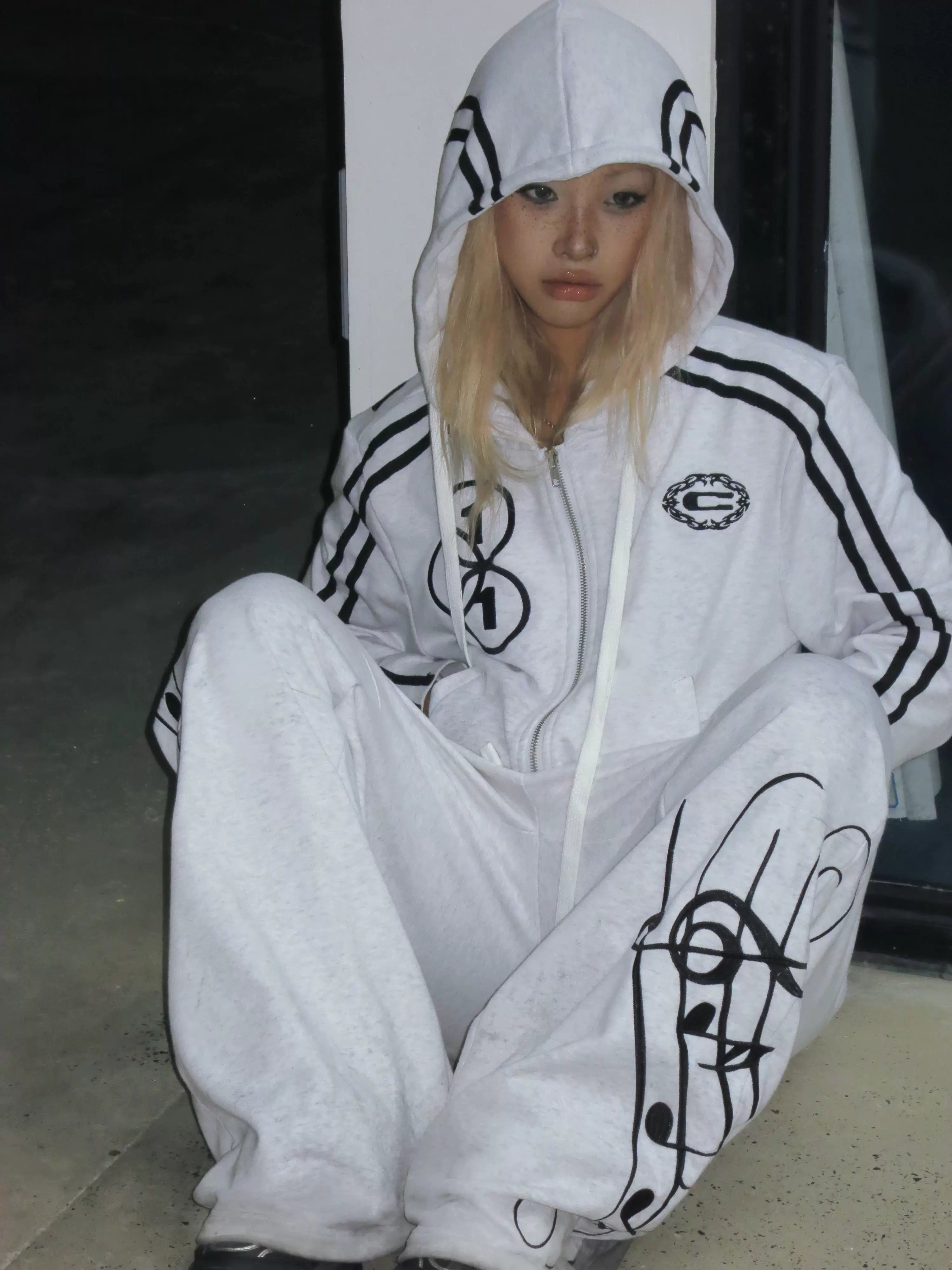 CHAI Sports Sheet Music Embroidery Casual Sweatpants