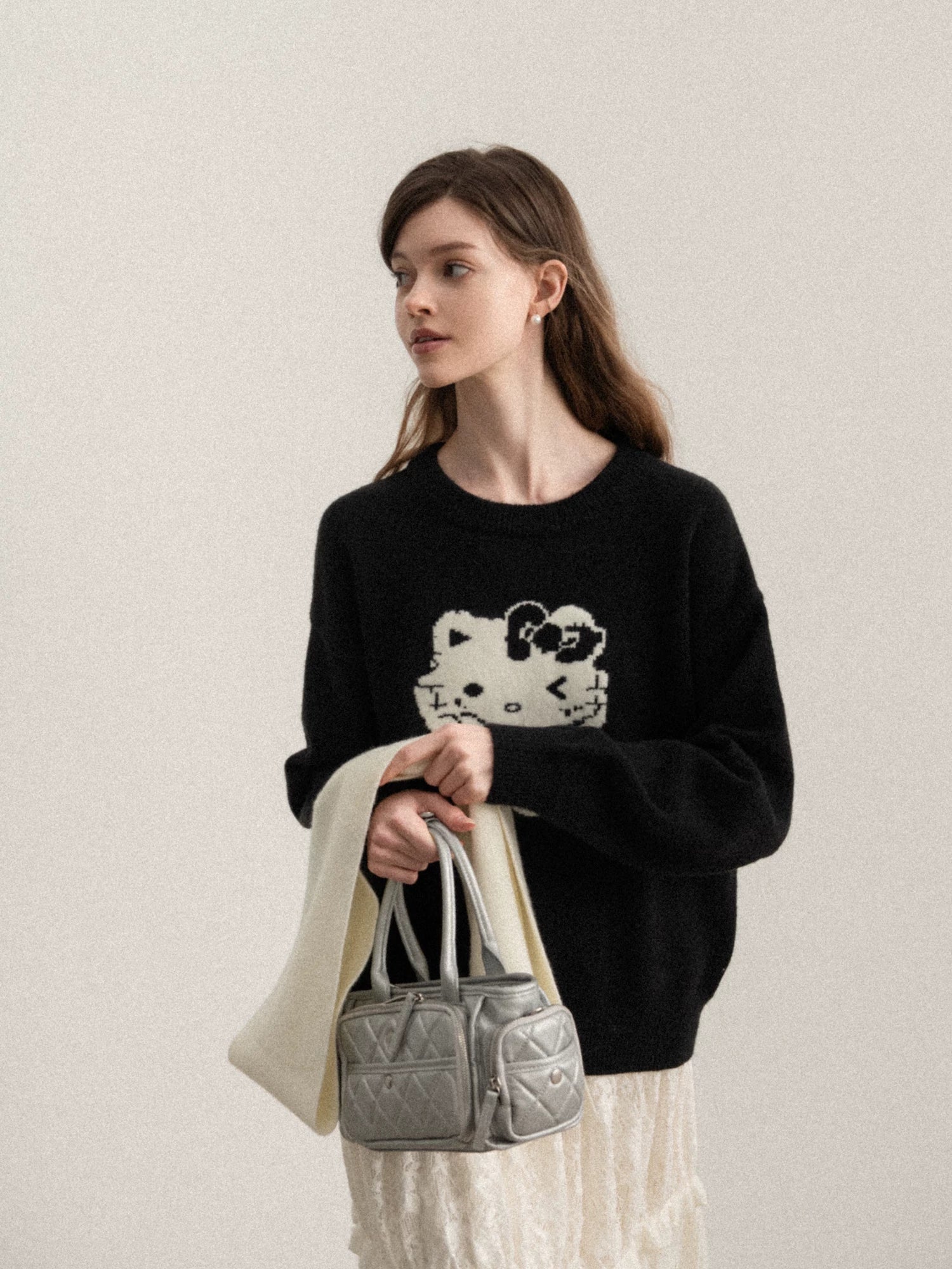 Cantonstory Crew Neck Versatile Loose Slimming Knit Sweater