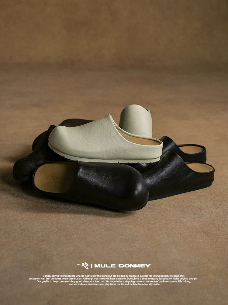 Donkey Anti-velvet Thick-soled Lazy Ugly Bag Head Half Slippers