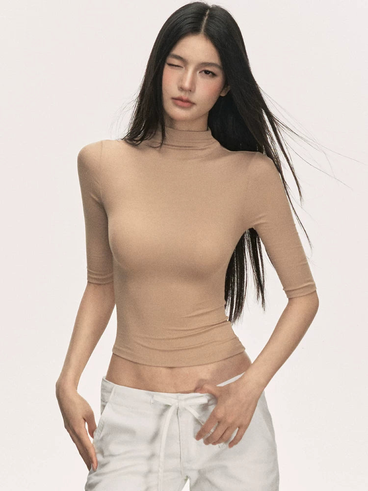Anna Aneae Small Turtleneck Slim-fit Fleece Bottoming Shirt