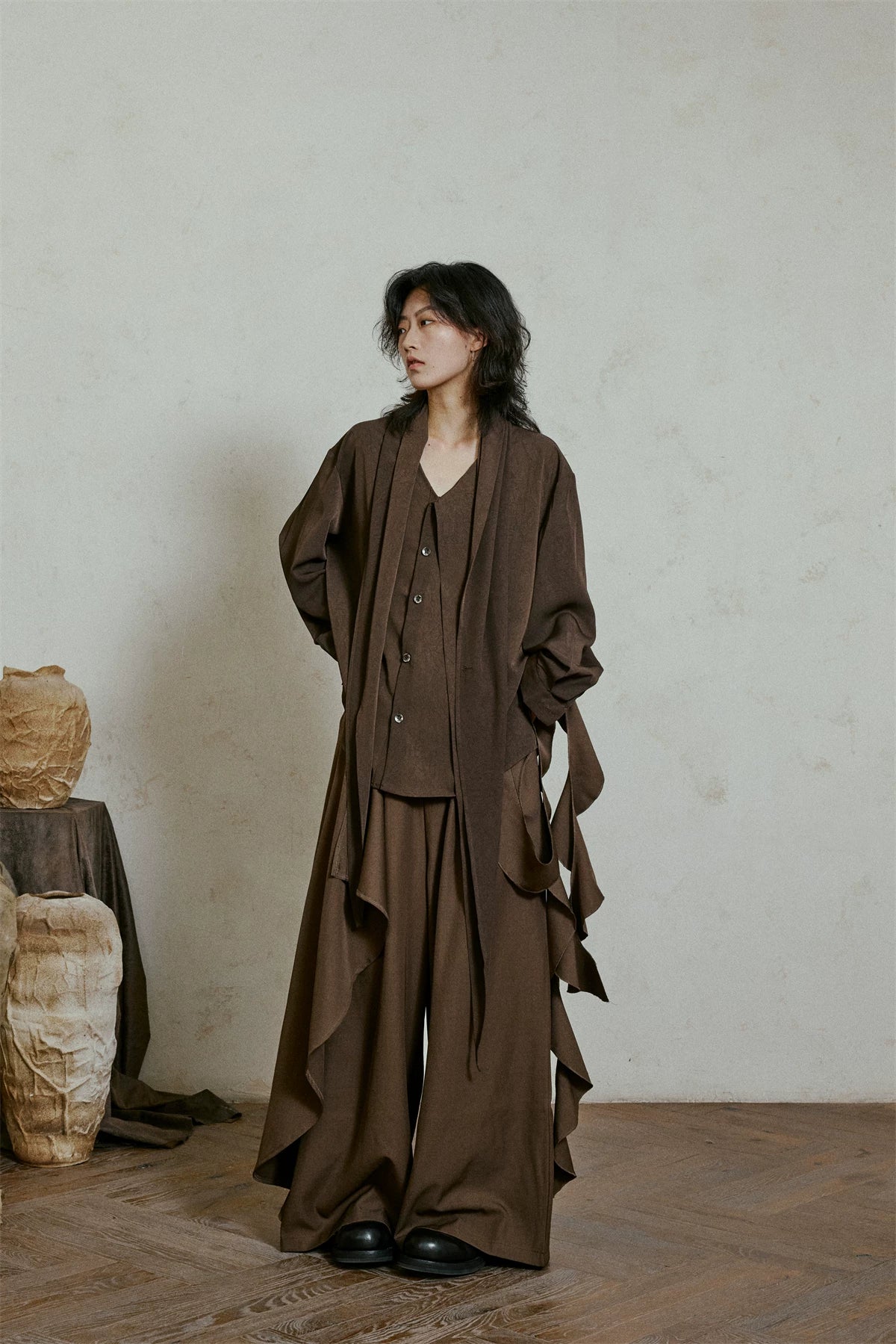 SUNYVONNE Niche Irregular Fashionable Streamer Loose Trouser Skirt