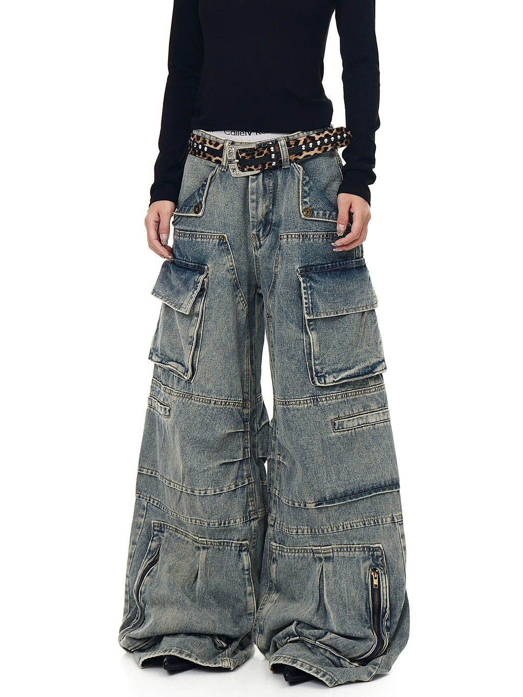 BLACKLISTS Deconstructed Multi-pocket Tooling Jeans