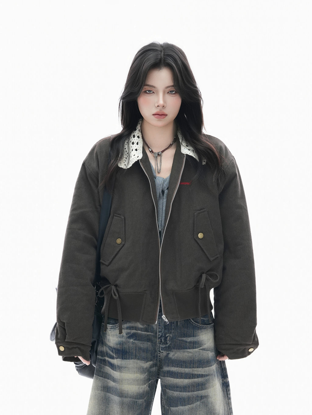 Zuocisankon Vintage Lace Lapel Jacket