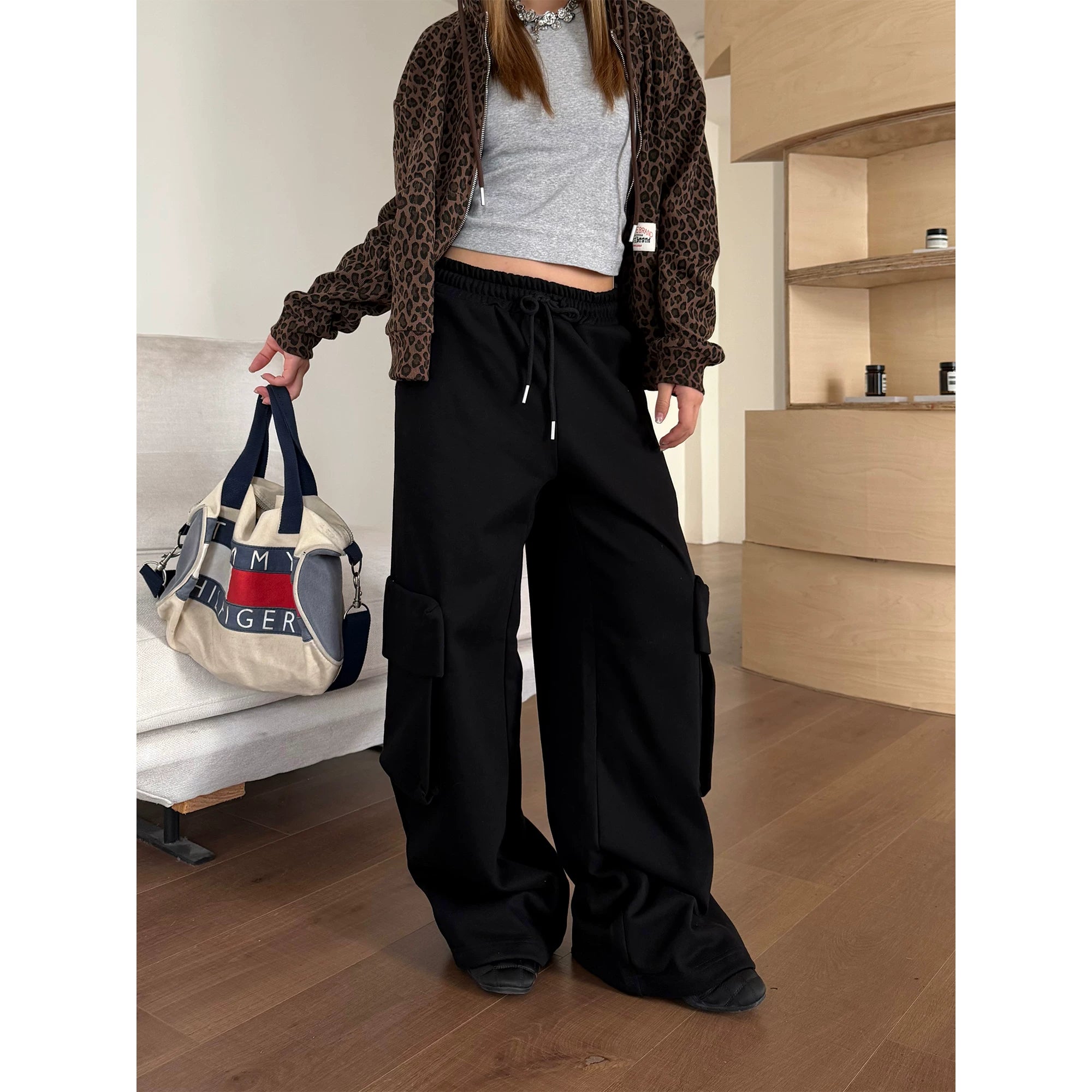 CCYE Terry Straight Loose Casual Wide-leg Pants