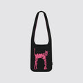 Mood Like Me Knitted Yarn Pink Cat Illustration Jacquard Crossbody Bag
