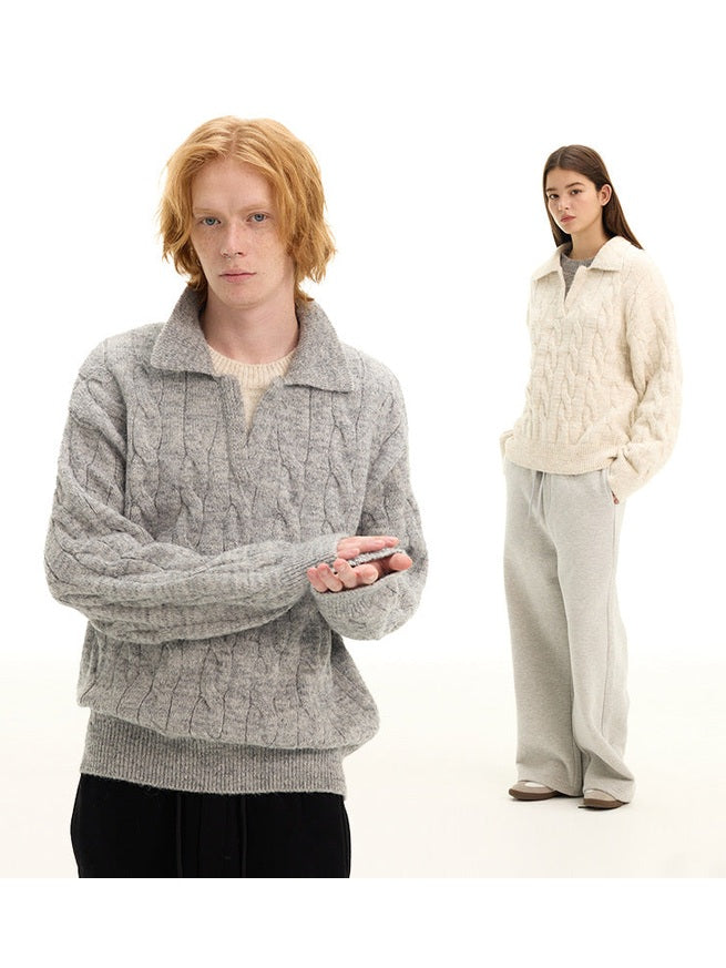 UNF Loose Cashmere Comfortable Soft Waxy Fake Two-piece Knitted Sweater