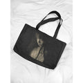 WANNA LAB Portrait Laser Burned Denim Tote Bag Large Capacity