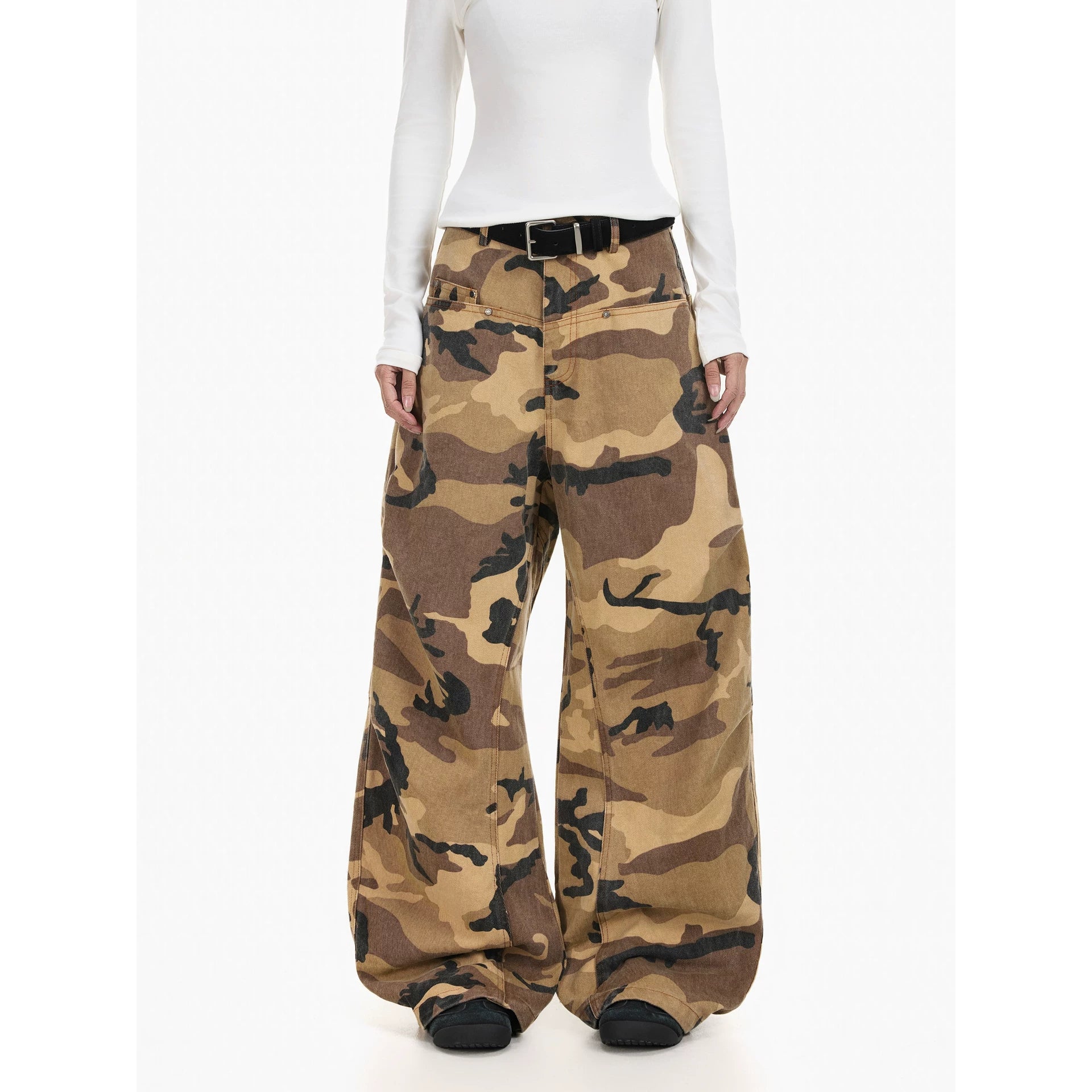 BTSG retro structure camouflage wide-leg baggy pants