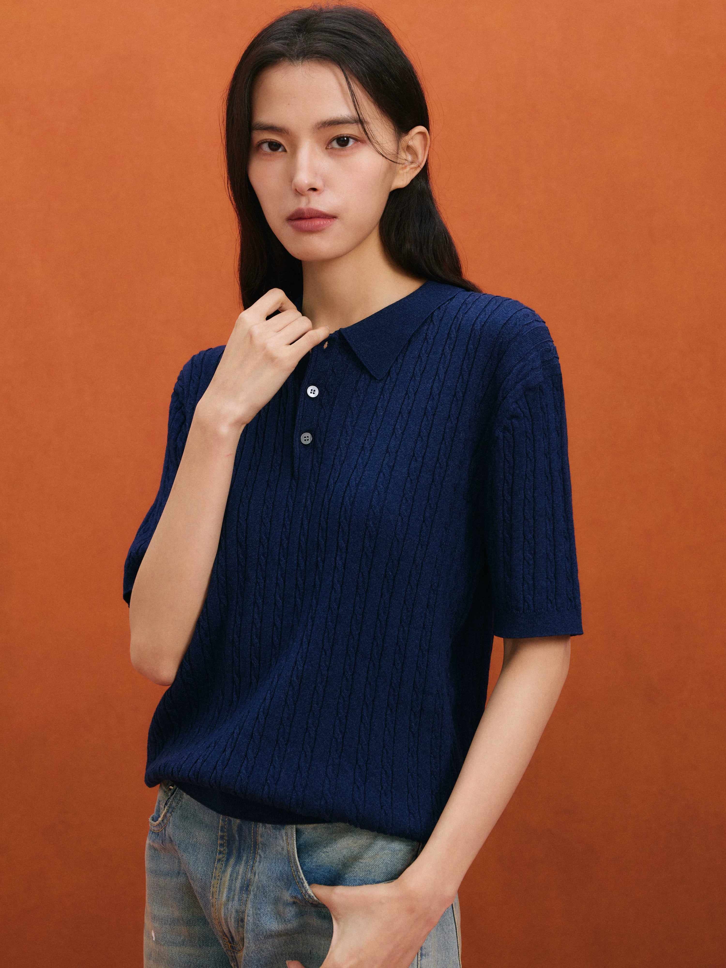 NO LOGO Retro Loose Loose Lazy Lapel Tee