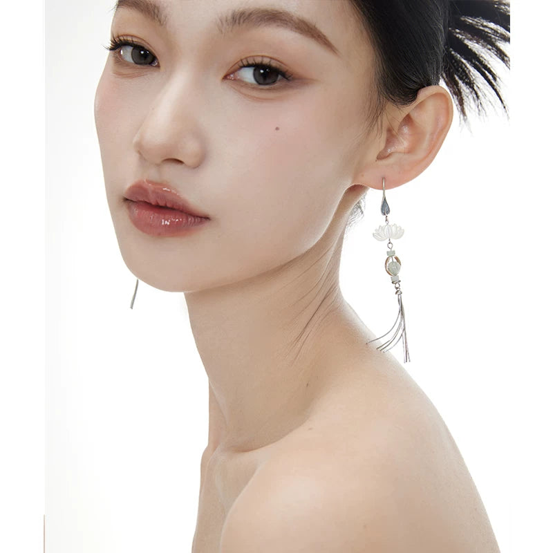 NO SOLUTION Lotus Leaf Fringed Earrings