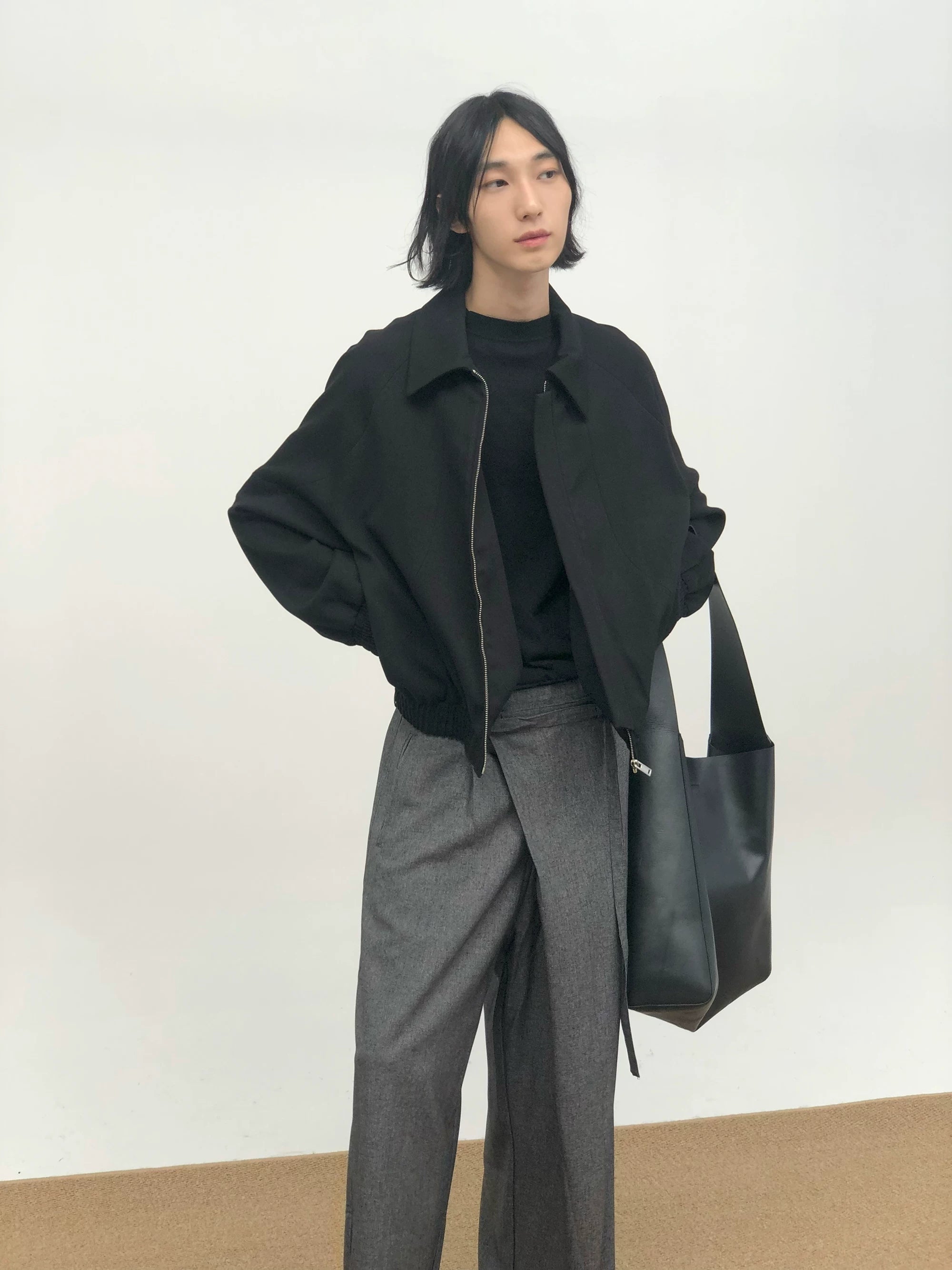 COLN Short Deconstructed Loose Zipper Jacket