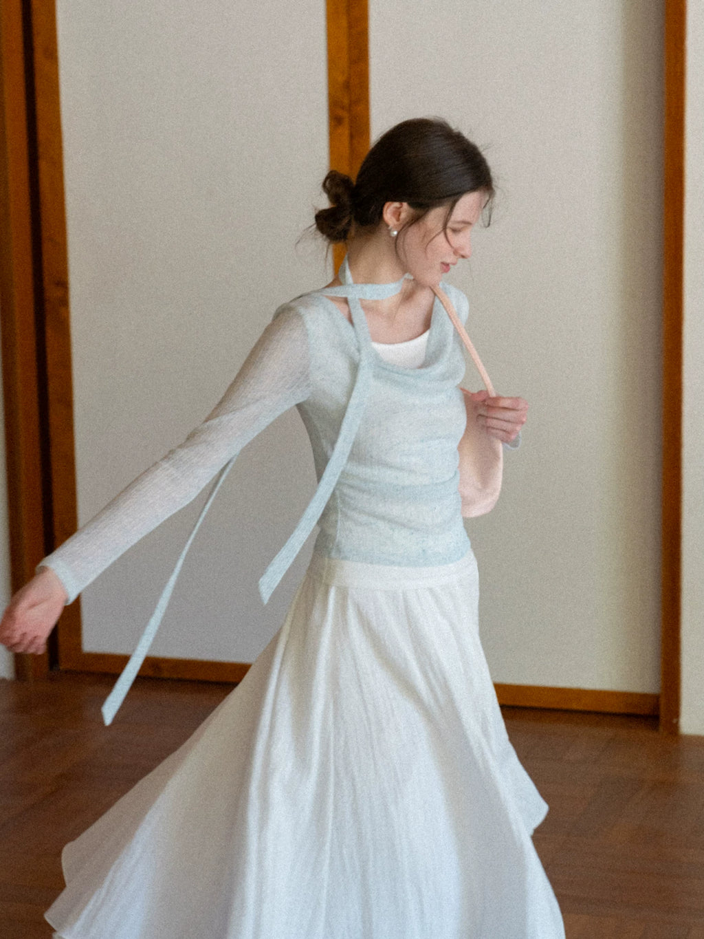 EGGKA High Waist Casual Drape Skirt