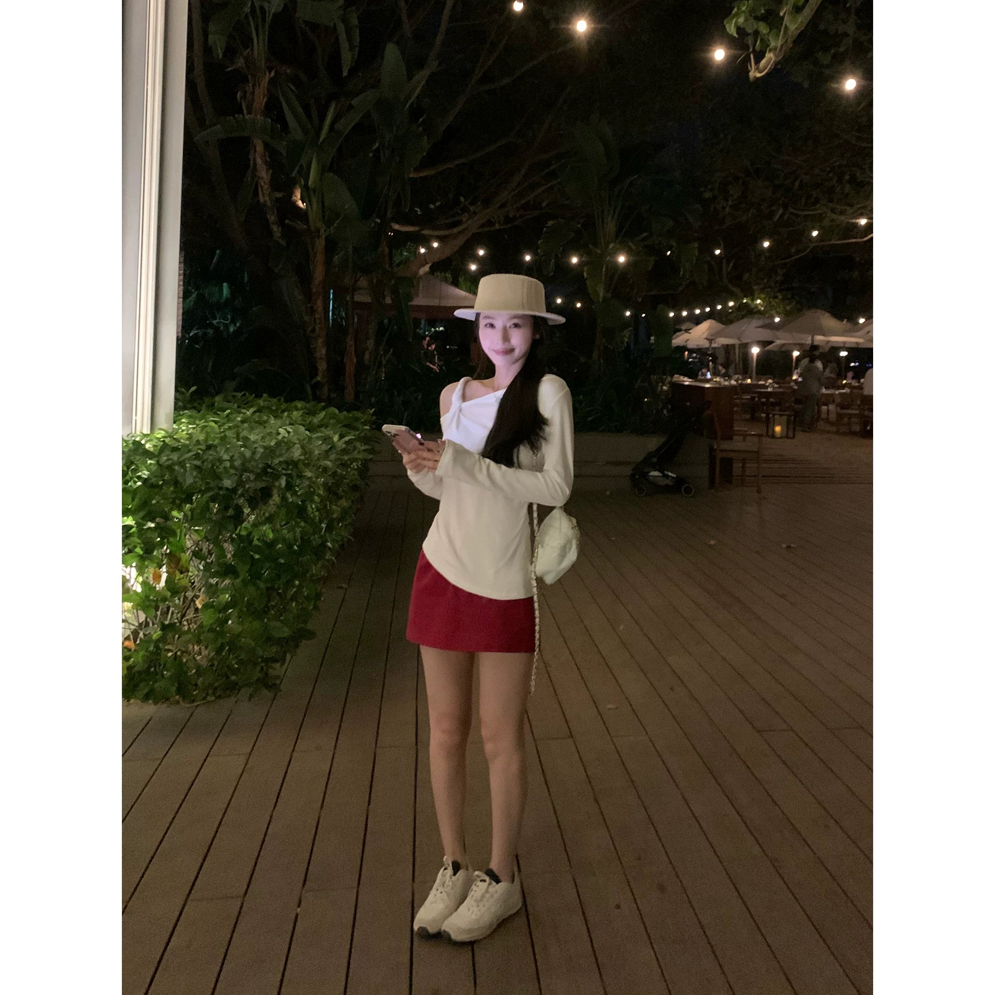 Pusumede Casual Versatile Slash Shoulder Knitted Long Sleeve