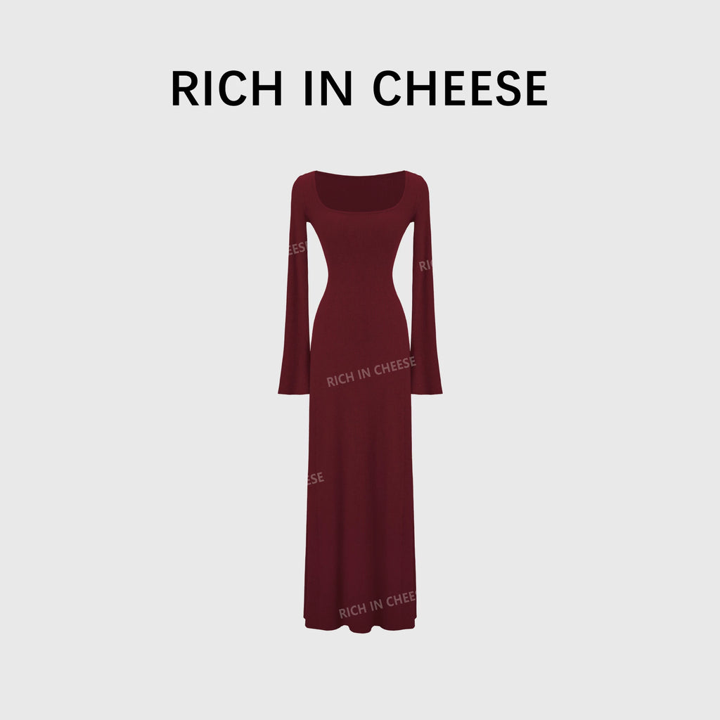 RICH IN CHEESE Knitted Waist Slim Dress