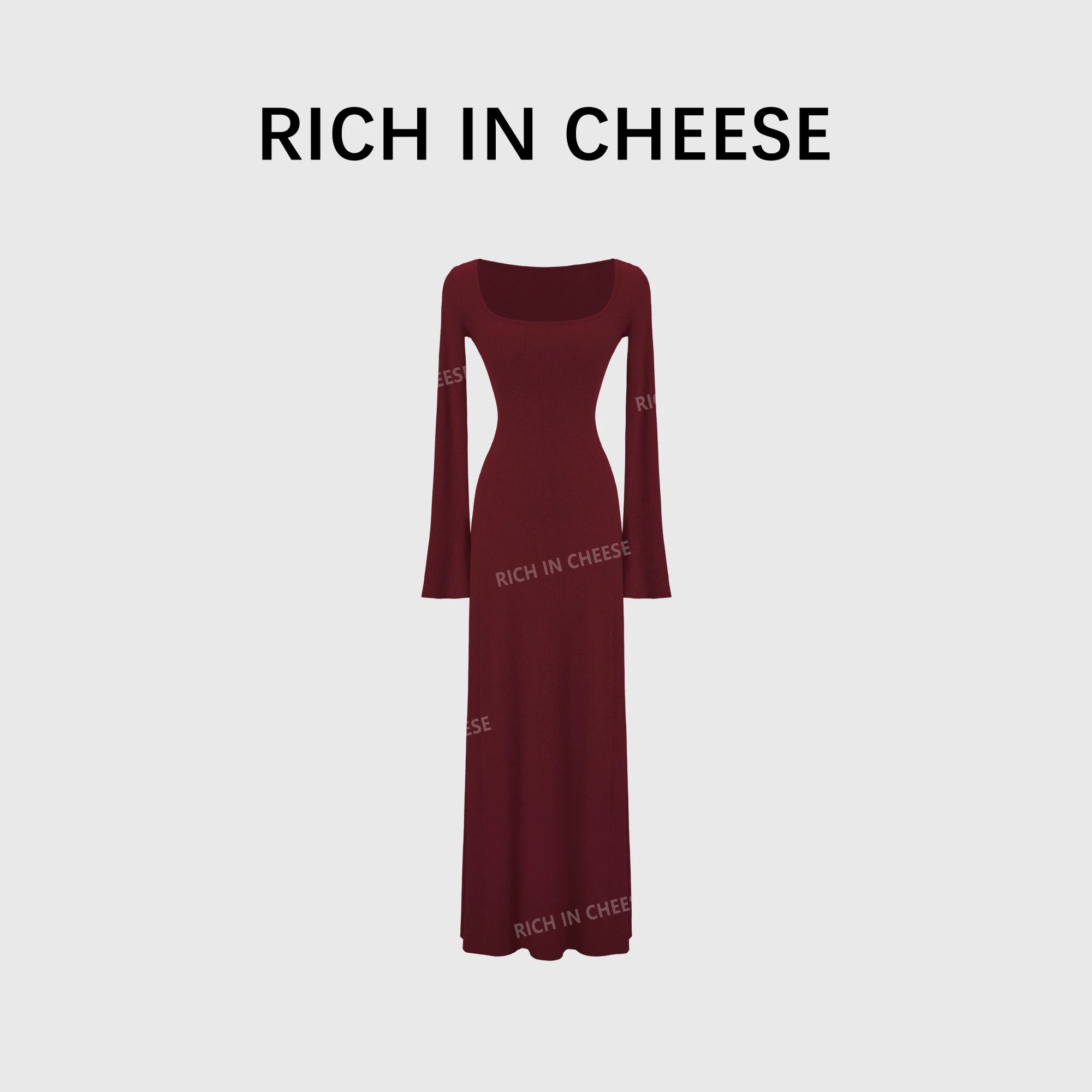 RICH IN CHEESE Knitted Waist Slim Dress