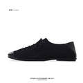 SHENLV STUDIO Canvas Splicing Thin Sole Heel Oxford Shoes