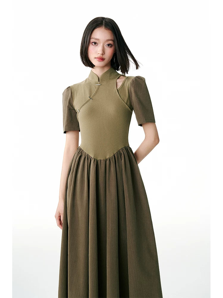 YEDM Metal Buckle Short-sleeved Dress