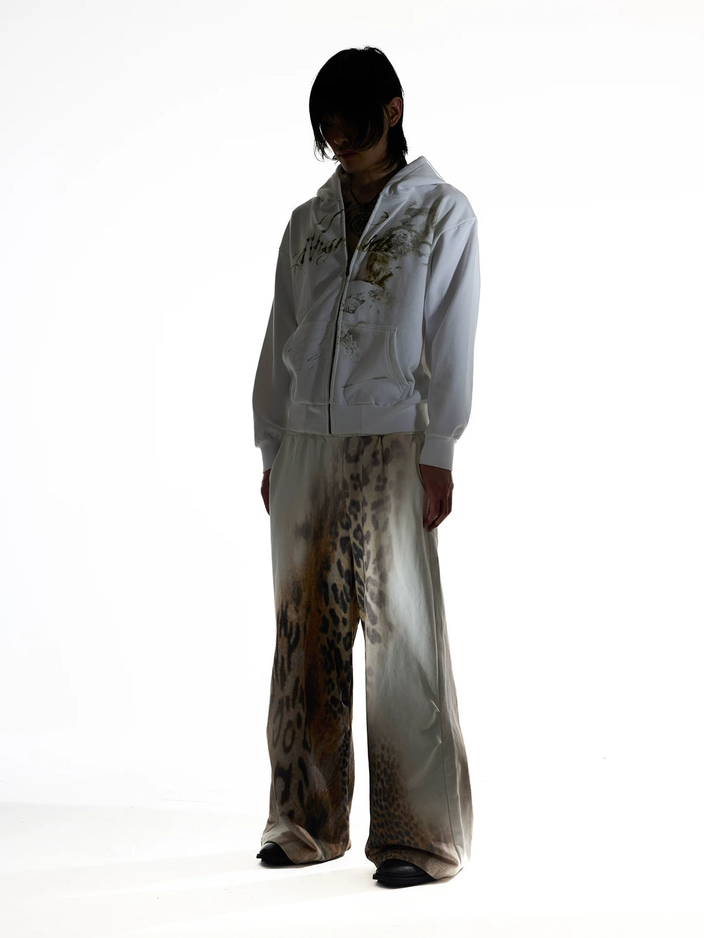 NIGHTLAB Leopard Print Wide-leg Sweatpants