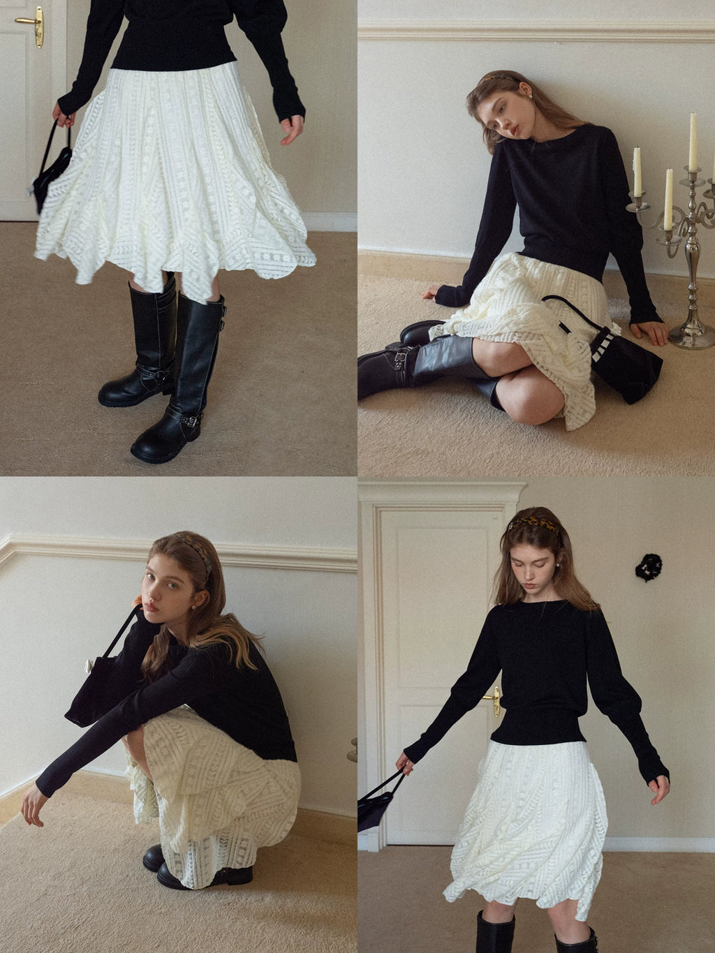 EGGKA Irregular Ruffle-edged Lace Skirt