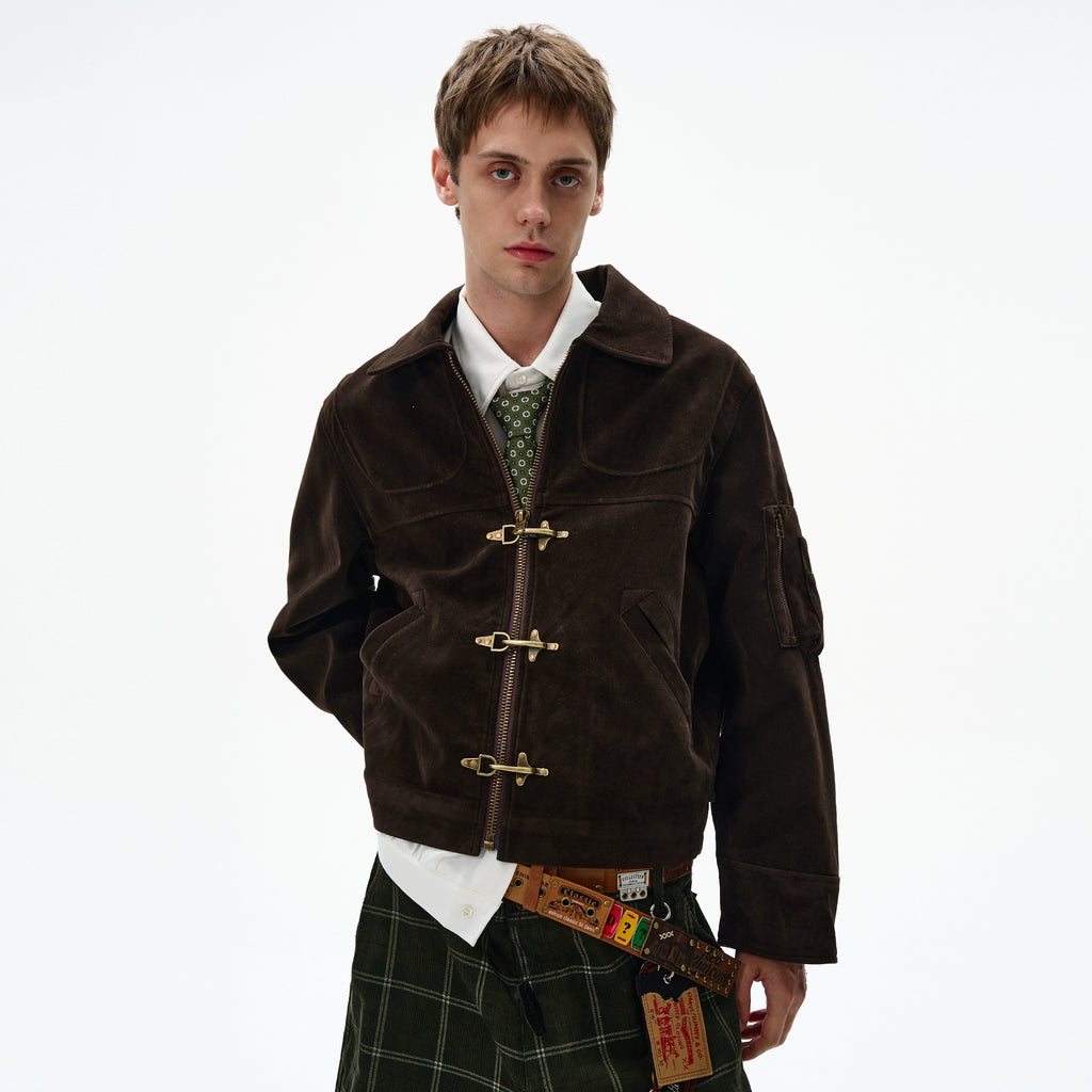 MADWITCH Deconstructed Splicing Aircraft Buckle Short Jacket