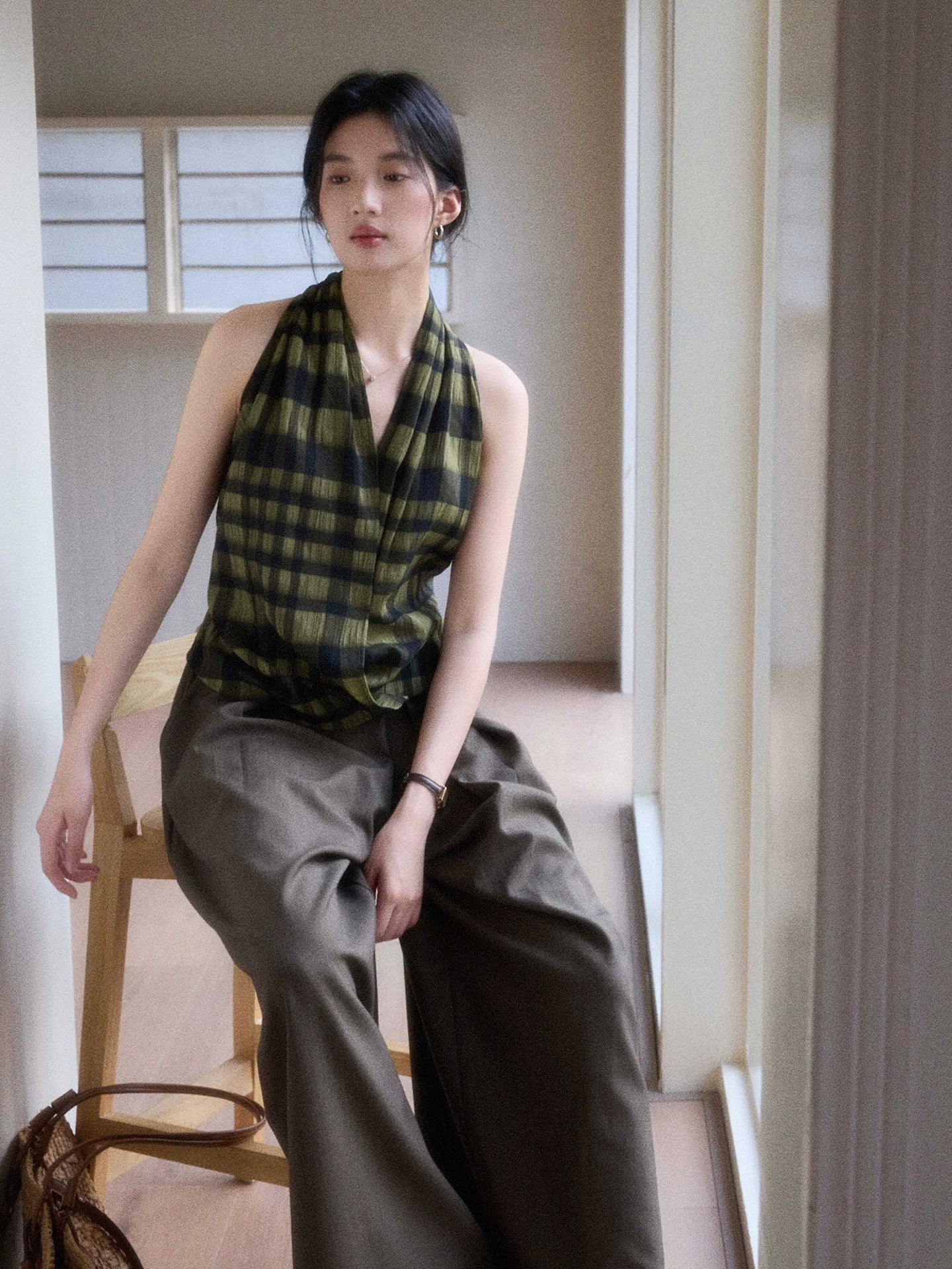 TYANG Temperament Plaid Sleeveless Vest