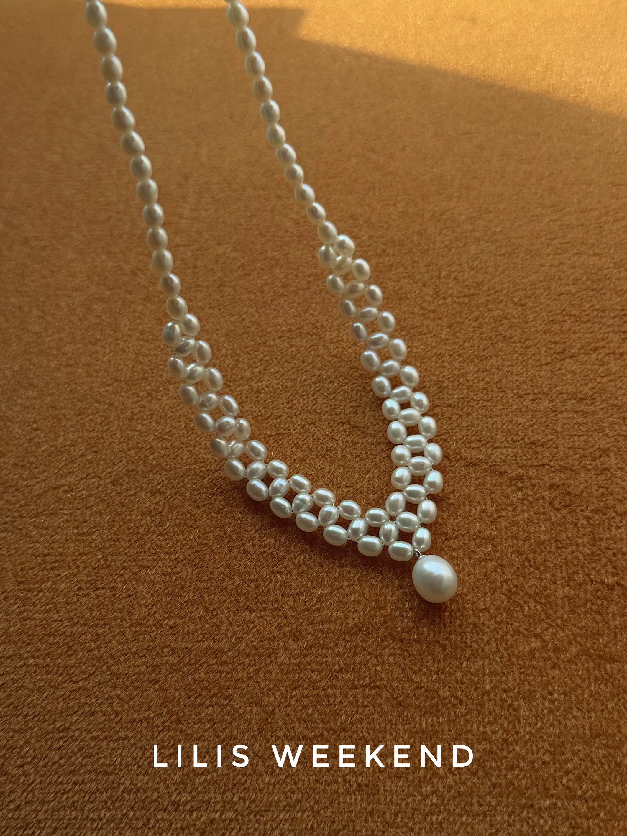 Lilis Weekend Handmade Double Woven Freshwater Pearl Necklace