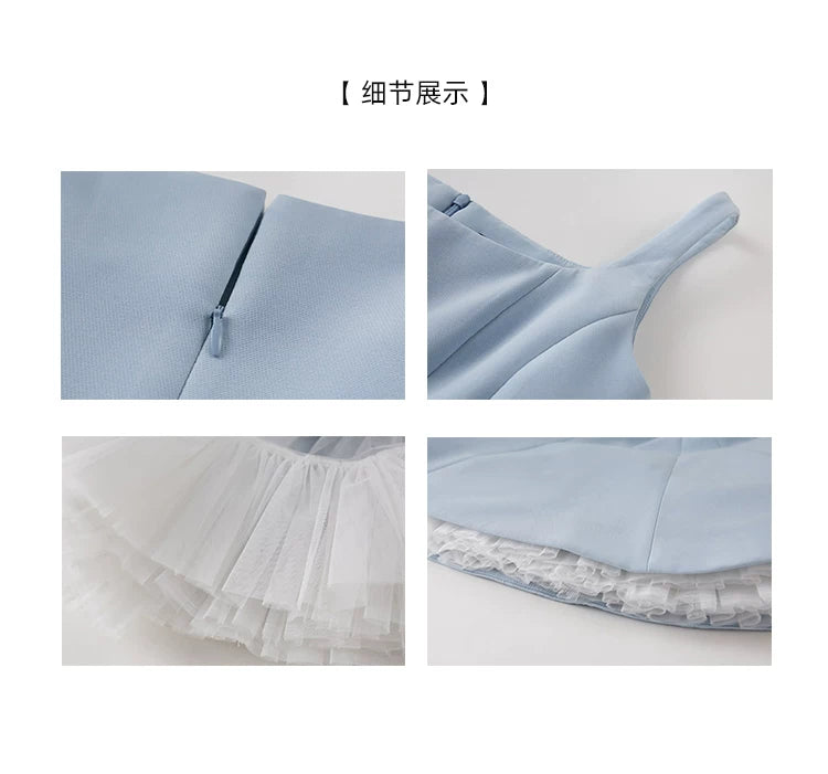 Avenement Square Neck Stitching Mesh Sleeveless Dress