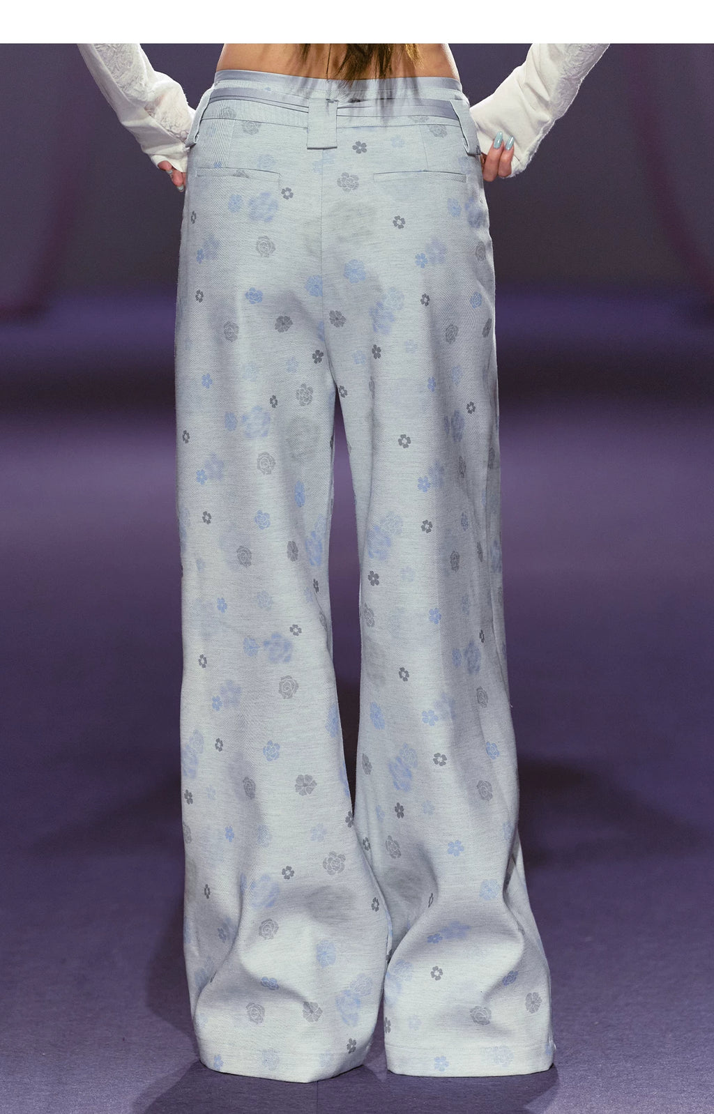 AGAM Flower Print Satin Drawstring Slacks