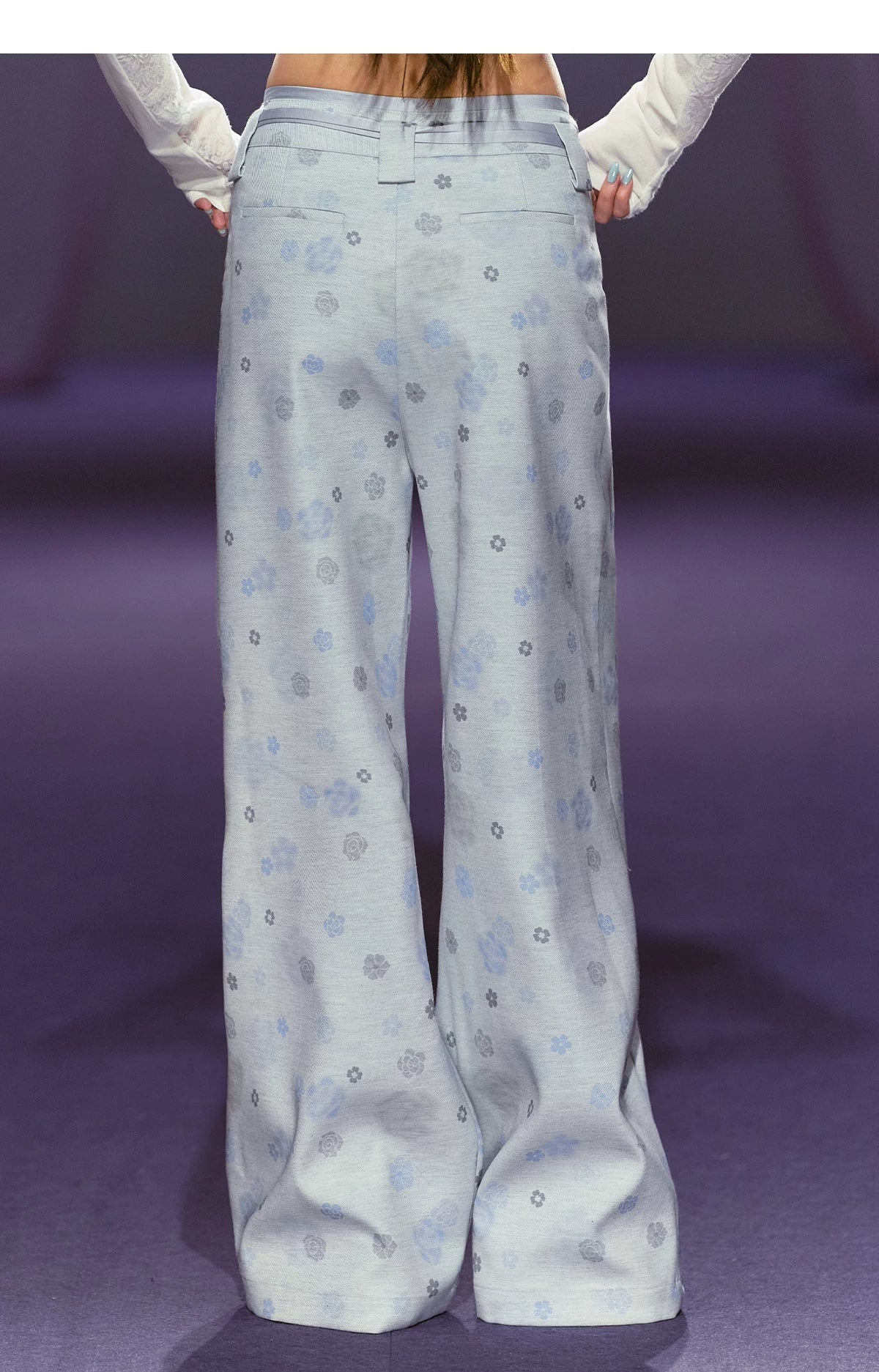 AGAM Flower Print Satin Drawstring Slacks