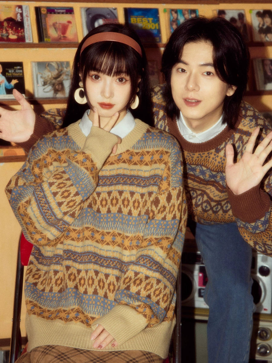 ALOHA Vintage Niche Lazy Striped Knitted Sweater