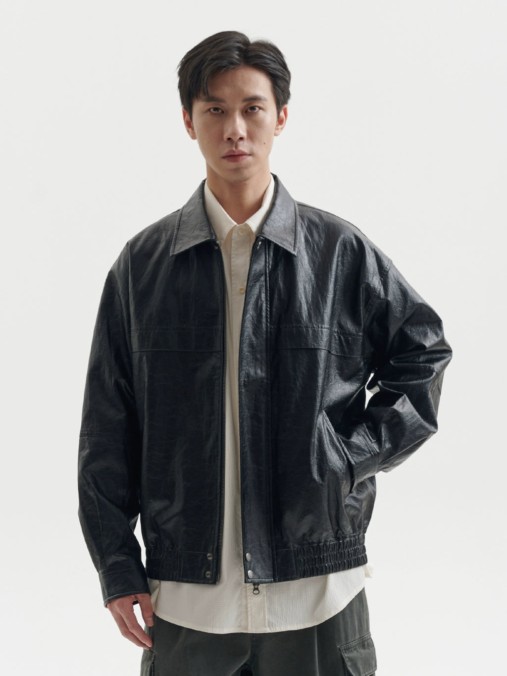 BUTTBILL Make Old Casual Vintage Leather Jacket