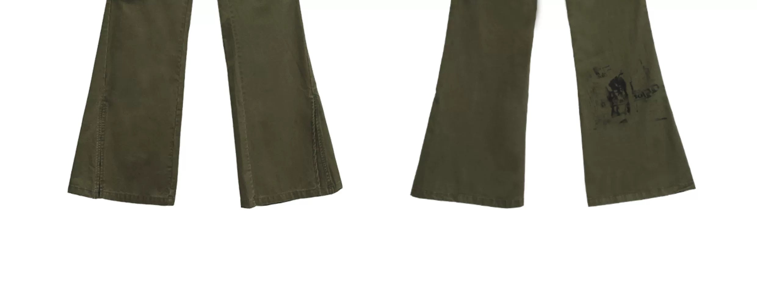 FUZZYKON Retro Portrait Printing Tooling Flared Pants