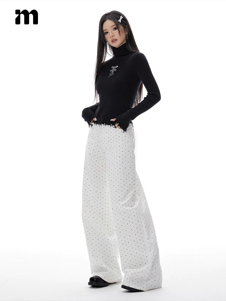 IMONE Bow Polka Dot Pentagram High Waist Jeans