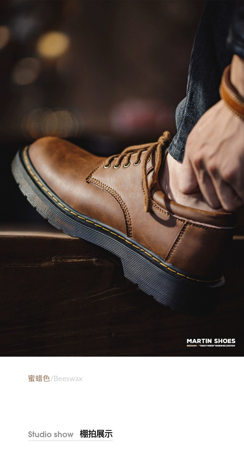 Maden Casual Versatile Big Head Leather Shoes