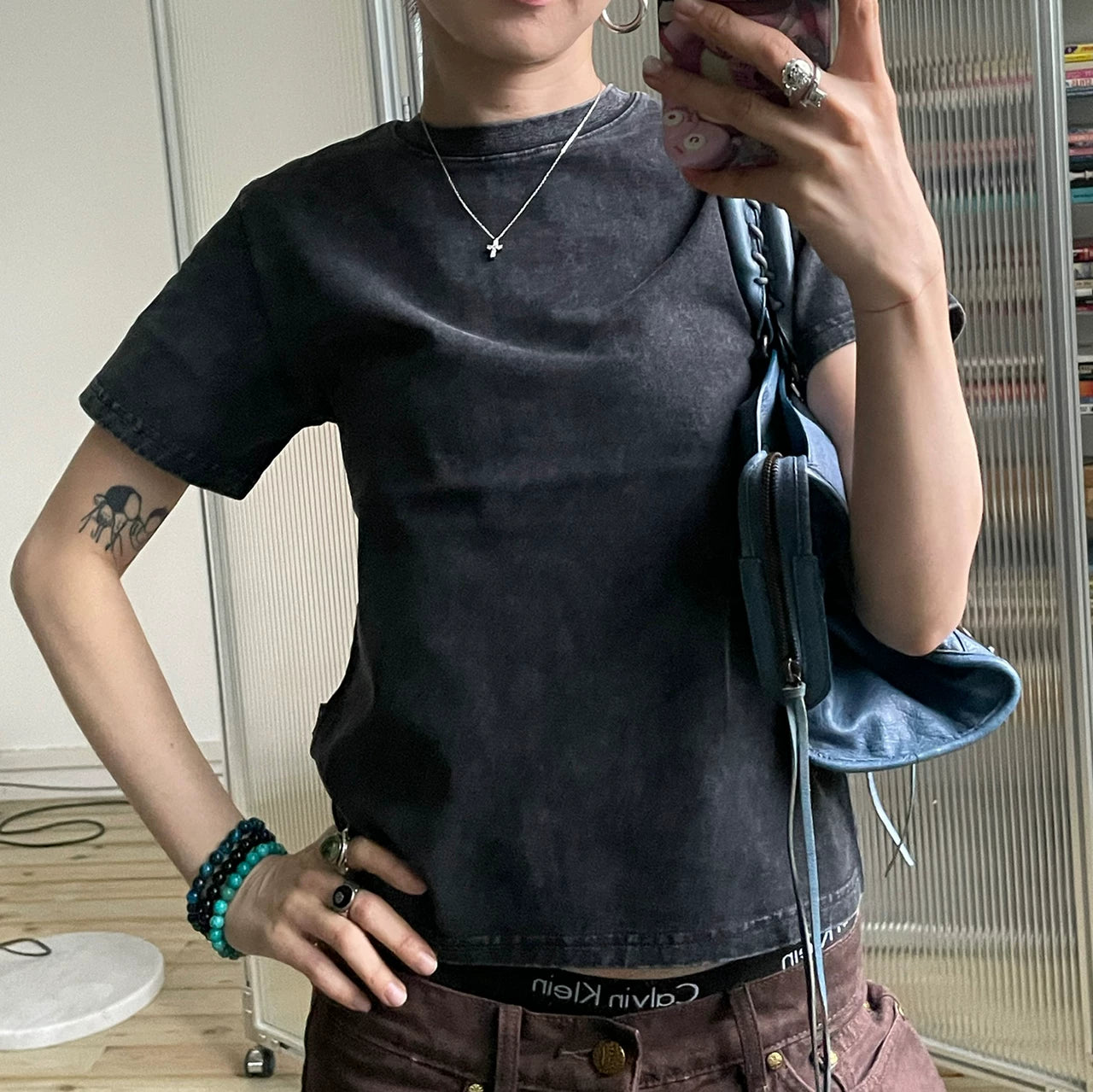 MMBBT Shoulder Short Versatile Casual Round Neck Tee