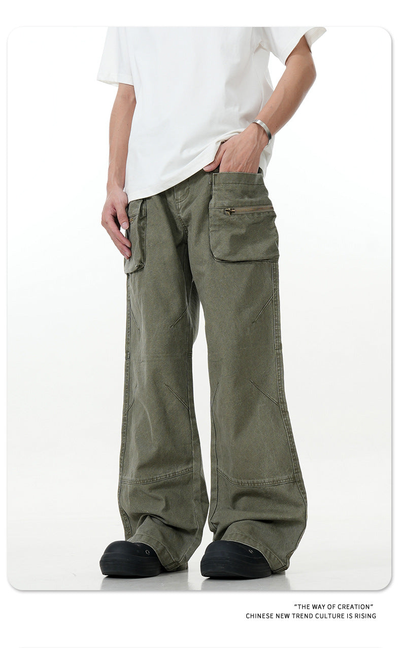 11KN Micro-pull Tooling Retro Straight Casual Pants